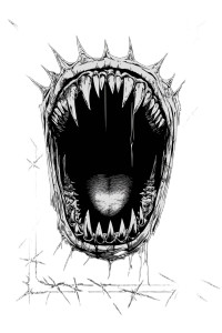 Fanged Mouth Tee Vinyl Car Decal Sticker – Waterproof & UV-Resistant 8"