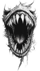 Horror Demon Mouth Vinyl Car Decal Sticker – Waterproof & UV-Resistant 8"