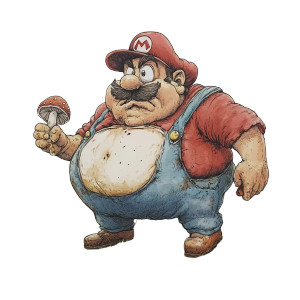 Obese Mario Eating Vinyl Car Decal Sticker – Waterproof & UV-Resistant 8" Obese Mario Eating Vinyl Car Decal Sticker – Waterproof & UV-Resistant 8"