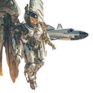 Mechanical Angel Overtaking Vinyl Car Decal Sticker – Waterproof & UV-Resistant 8"