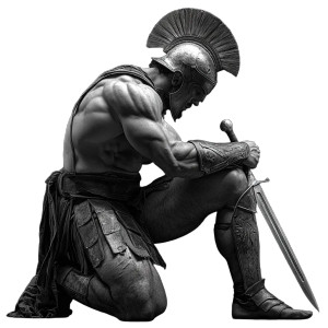 Spartan Warrior Kneeling Vinyl Car Decal Sticker – Waterproof & UV-Resistant 8"
