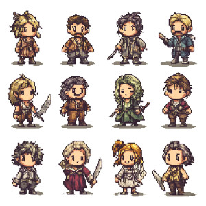 Octopath Sprite Sheet Vinyl Car Decal Sticker – Waterproof & UV-Resistant 8" Octopath Sprite Sheet Vinyl Car Decal Sticker – Waterproof & UV-Resistant 8"