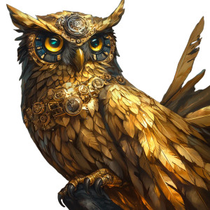 Clockwork Golden Owl Vinyl Car Decal Sticker – Waterproof & UV-Resistant 8"