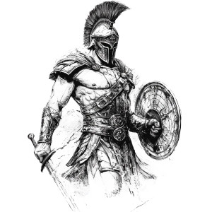 Spartan Warrior Sketch V4 Vinyl Car Decal Sticker – Waterproof & UV-Resistant 8"