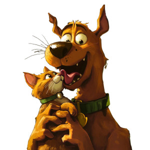 Scooby Eating Cat Vinyl Car Decal Sticker – Waterproof & UV-Resistant 8"