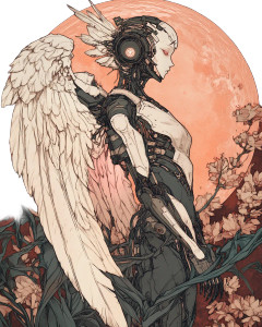 Bionic Angelic Being Vinyl Car Decal Sticker – Waterproof & UV-Resistant 8"