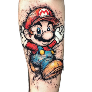 Mario Style Tattoo Vinyl Car Decal Sticker – Waterproof & UV-Resistant 8"