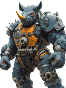 Rhino-Man Robot Vinyl Car Decal Sticker – Waterproof & UV-Resistant 8"