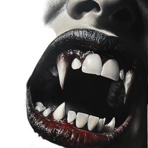 Vampire Mouth Close-Up Vinyl Car Decal Sticker – Waterproof & UV-Resistant 8"