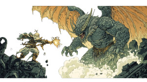 Celestial Battle Illustration Vinyl Car Decal Sticker – Waterproof & UV-Resistant 8"