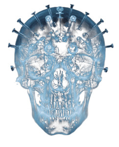 Nailed Skull X-Ray Vinyl Car Decal Sticker – Waterproof & UV-Resistant 8"