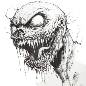 Horror Monster Sketch Vinyl Car Decal Sticker – Waterproof & UV-Resistant 8"