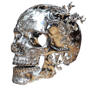 Chrome Filigree Skull Vinyl Car Decal Sticker – Waterproof & UV-Resistant 8"