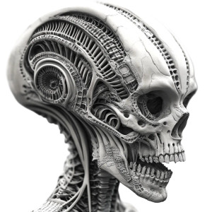 Giger Style Skull Vinyl Car Decal Sticker – Waterproof & UV-Resistant 8" Giger Style Skull Vinyl Car Decal Sticker – Waterproof & UV-Resistant 8"