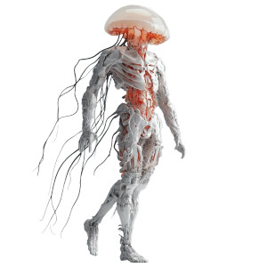 Jellyfish Man Render Vinyl Car Decal Sticker – Waterproof & UV-Resistant 8"