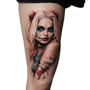 Harley Quinn Tattoo Vinyl Car Decal Sticker – Waterproof & UV-Resistant 8"