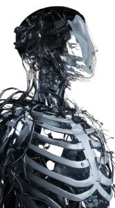 Steel Ribcage Cyborg Vinyl Car Decal Sticker – Waterproof & UV-Resistant 8"