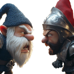 Gnome Vs Knight Vinyl Car Decal Sticker – Waterproof & UV-Resistant 8"