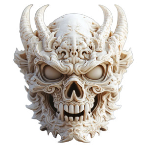 Japanese Oni Skull Vinyl Car Decal Sticker – Waterproof & UV-Resistant 8"