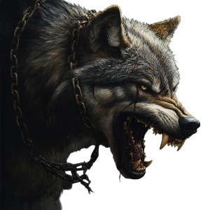 Chained Snarling Wolf Vinyl Car Decal Sticker – Waterproof & UV-Resistant 8"
