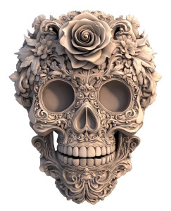 Ornate Sugar Skull Vinyl Car Decal Sticker – Waterproof & UV-Resistant 8"