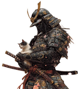 Samurai With Cat Vinyl Car Decal Sticker – Waterproof & UV-Resistant 8" Samurai With Cat Vinyl Car Decal Sticker – Waterproof & UV-Resistant 8"