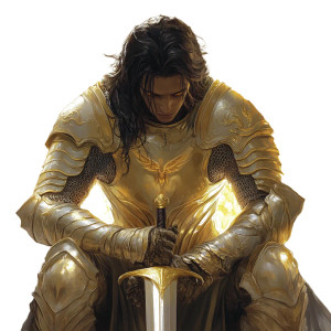 Golden-Winged Knight Vinyl Car Decal Sticker – Waterproof & UV-Resistant 8"