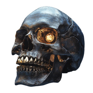 Golden-Toothed Skull Vinyl Car Decal Sticker – Waterproof & UV-Resistant 8"