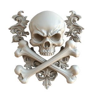 Pirate Skull Ornament Vinyl Car Decal Sticker – Waterproof & UV-Resistant 8"