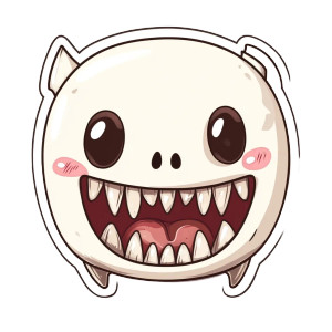 Cute Spooky Fangs Vinyl Car Decal Sticker – Waterproof & UV-Resistant 8"