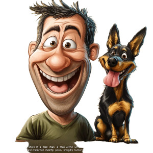 Cheerful Man With Dog Vinyl Car Decal Sticker – Waterproof & UV-Resistant 8"