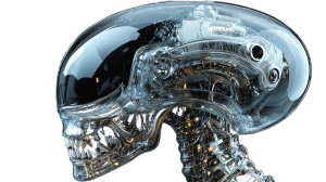 Futurist Alien Headshell Vinyl Car Decal Sticker – Waterproof & UV-Resistant 8"