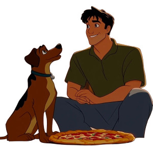 Man With Dog Vinyl Car Decal Sticker – Waterproof & UV-Resistant 8"