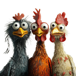 Muppet-Style Chickens Vinyl Car Decal Sticker – Waterproof & UV-Resistant 8"