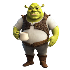 Shrek With Coffee Vinyl Car Decal Sticker – Waterproof & UV-Resistant 8"