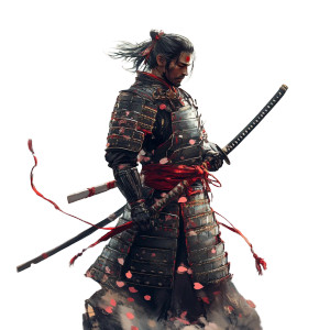 Samurai With Cherry Blossoms V2 Vinyl Car Decal Sticker – Waterproof & UV-Resistant 8"