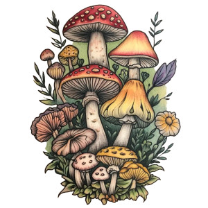 Magic Mushrooms Tattoo Vinyl Car Decal Sticker – Waterproof & UV-Resistant 8"