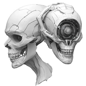 Cyber-Demon Skull Vinyl Car Decal Sticker – Waterproof & UV-Resistant 8"