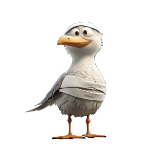 Injured Pixar Seagull Vinyl Car Decal Sticker – Waterproof & UV-Resistant 8"