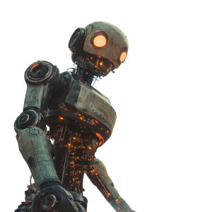 Retrofuturistic Robot Apocalypse Vinyl Car Decal Sticker – Waterproof & UV-Resistant 