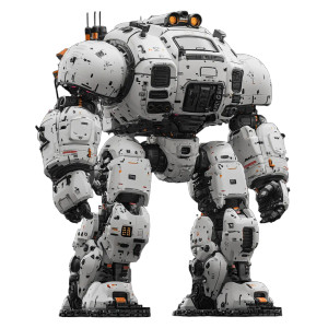 White Battle Mech Vinyl Car Decal Sticker – Waterproof & UV-Resistant 8"