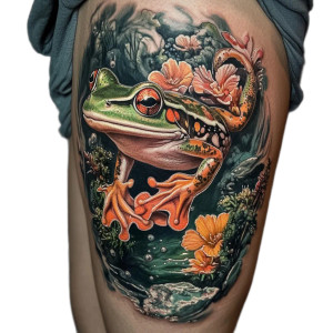 Frog Aquatic Tattoo Vinyl Car Decal Sticker – Waterproof & UV-Resistant 8"