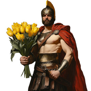 Spartan With Tulips Vinyl Car Decal Sticker – Waterproof & UV-Resistant 8" Spartan With Tulips Vinyl Car Decal Sticker – Waterproof & UV-Resistant 8"
