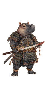 Samurai Baby Hippo Vinyl Car Decal Sticker – Waterproof & UV-Resistant 8"