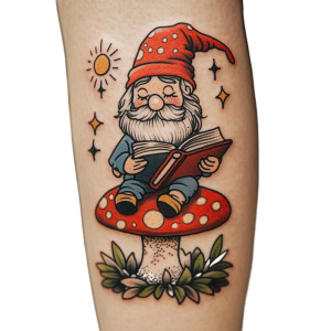 Gnome Reading Tattoo Vinyl Car Decal Sticker – Waterproof & UV-Resistant 8" Gnome Reading Tattoo Vinyl Car Decal Sticker – Waterproof & UV-Resistant 8"
