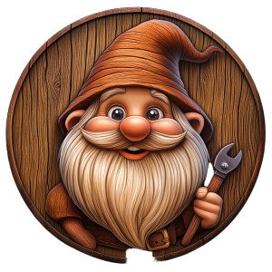Smiling Wooden Gnome Vinyl Car Decal Sticker – Waterproof & UV-Resistant 8"