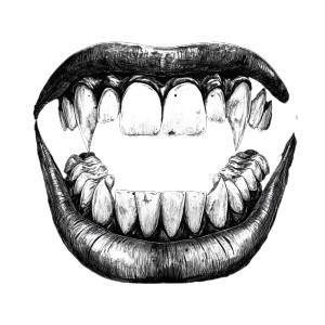 Vampire Teeth V2 Vinyl Car Decal Sticker – Waterproof & UV-Resistant 8"