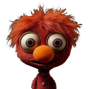 Red Fuzzy Puppet Vinyl Car Decal Sticker – Waterproof & UV-Resistant 8"