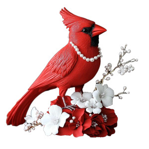 Red Cardinal Sculpture V2 Vinyl Car Decal Sticker – Waterproof & UV-Resistant 8"