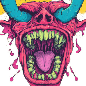 Colorful Demon Mouth Vinyl Car Decal Sticker – Waterproof & UV-Resistant 8"